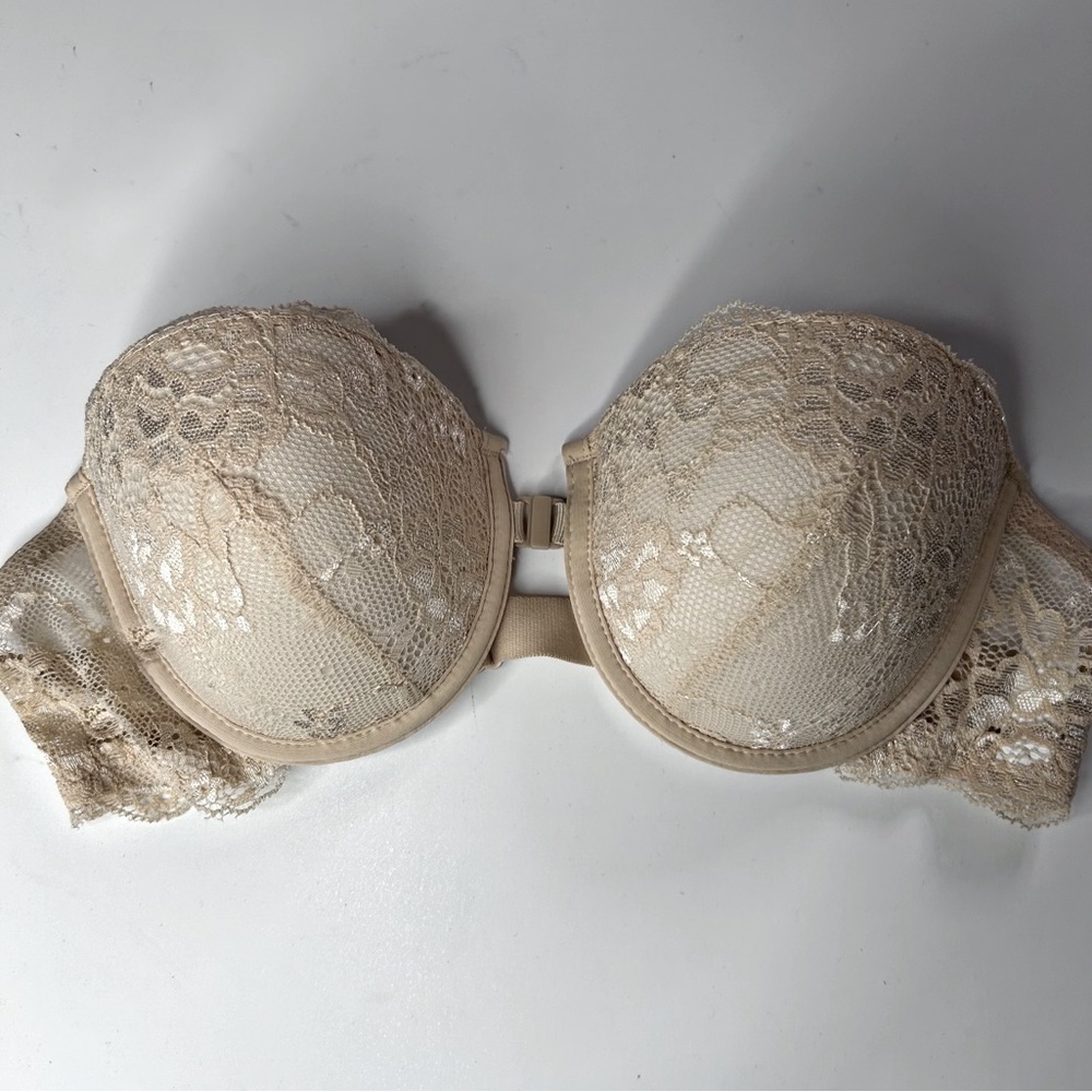Nude French Strapless Lace Push-Up Bra